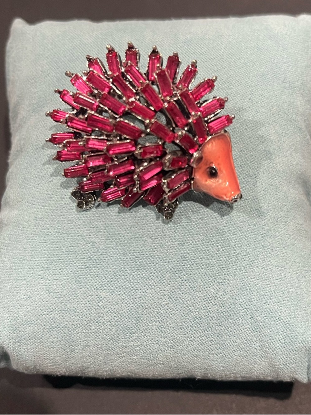 Hedgehog Crystal Pin Brooch/Pendant- Pink